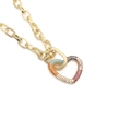 Collier doré Hip Hop avec cœurs entrelacés et pierres précieuses bleues colorées - Chaîne de 60 cm + pendentif en forme de cœur