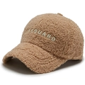 Brown fleece baseball cap with Lifeguard embroidery, warm winter accessory for women - Adjustable / Khaki
