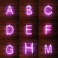 Purple LED neon alphabet signs for holiday party and bedroom wall decor in wood background - Letter A / Purple