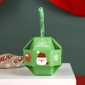 Scatola regalo di Natale geometrica verde con motivi Babbo Natale e nastro di seta - Con Nastro Senza Campanello / Verde Babbo Natale