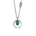 Retro steel necklace with turquoise inlay and eagle feather charm in Navajo style - Silver with Turquoise