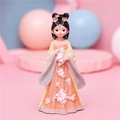 Cute resin girl figurine in orange hanfu holding a folding fan for home decor - 808-7 Small Yellow Dress with Umbrella
