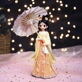 Cute girl figurine in yellow Hanfu holding an oil paper umbrella, creative decor - 808-8 Large Yellow Dress with Umbrella