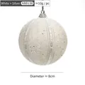 Pallina di Natale 8cm bianca e argento con glitter e nastro di seta per albero 10g - 8cm/pz/10g / Bianco