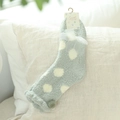 Calze da notte spesse in pile corallo azzurro con pois gialli e fiocco bianco - Taglia unica / verde chiaro