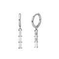 Orecchini pendenti di lusso in argento S925 con triplo zircone rettangolare lucido - Argento Bianco