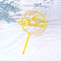 Golden acrylic Merry Christmas cake topper with snowflake design, 10.5cm diameter - Standard Spec / Double Layer Gold Snowflake Merry Christmas