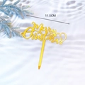 Decoración de pastel Merry Christmas en acrílico dorado con medida de 11,5 cm - Especificación Estándar / Estilo A Letra Dorada Merry Christmas