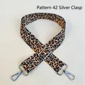 Close-up of leopard print replacement bag strap with silver metal lobster clasps - Pattern 42 Silver Clasp