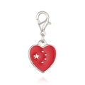 Red enamel heart charm with star pattern and silver lobster clasp for DIY jewelry - China
