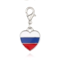 Detail of heart pendant with red, white, and blue enamel and silver lobster clasp - Russia