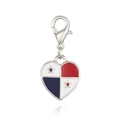 Colgante de corazón con bandera de Panamá con base de metal plateado y cierre de langosta - Panamá