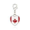 Heart-shaped pendant with enamel Canadian flag maple leaf pattern and lobster clasp - Canada