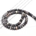 Macro shot of black and white striped flat natural stone beads for DIY jewelry making - 4*6mm 1 Strand (Approx 90pcs) / Black Network Stone