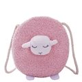 Pink lamb plush crossbody bag with cute 3D sheep face and soft curly fleece texture - Pink Sheep