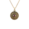 Gouden ketting met zirkoon boze oog hanger en kleurrijke stenen op witte achtergrond - O ketting / Goud