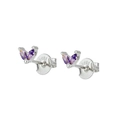 Detail of S925 sterling silver stamp on earrings with purple marquise gemstones - Purple Silver