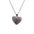 Collana d'argento con ciondolo a cuore decorata con zirconi e striscia di pietre rosa - Catena a O