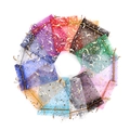 Star and moon pattern organza drawstring pouches for jewelry packaging in assorted colors - Random Mixed Colors