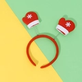 Christmas headband featuring red felt mini gloves on springs with white snowflake patterns - Gloves Headband / Red