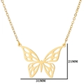 Collier en acier inoxydable doré avec pendentif papillon ajouré de 31 mm de largeur - Doré