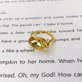 Golden minimalist ring featuring a large oval yellow gemstone with crystal accents - US 6 / Gold Yellow