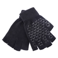 Black knitted half-finger gloves for men and women with anti-slip palm patterns - Black