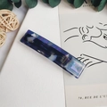 Rectangular leopard tortoise shell hair clip in dark blue and purple acetate finish - Navy Blue