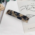 Rectangular leopard tortoise shell acetate hair clip with marble resin texture finish - Gray Tortoise
