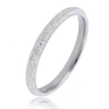 Bracciale minimalista in acciaio inox argento con quattro file di cristalli AB - Bianco AB
