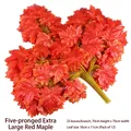 Artificial large 5-prong red maple branch with 25 silk leaves for home decor - 5-Pronged Extra Large Red Maple