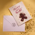 Nordic Christmas tri-fold card with gingerbread man design and Merry and Bright text - Design A (Merry and Bright)