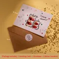 Creative 3D illustration Christmas card set with candle pattern and kraft envelope - Style E (Hand-drawn Candle)