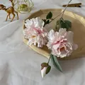 Close-up of pink artificial peony with blooming heads and soft flocked leaves on a tray - Light Pink