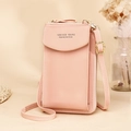 Light pink vertical crossbody phone bag with adjustable shoulder strap and front flap pocket - Pink