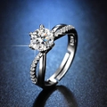 Detailed macro view of S925 sterling silver ring with six-prong moissanite and twisted band - Y087【1 Carat】