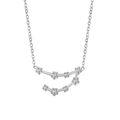 Vue détaillée du pendentif signe Gémeaux en argent serti de zircons blancs brillants - Argent-Capricorne