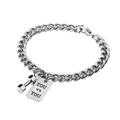 Pulsera mancuerna retro de acero inoxidable con placa You vs You grabada en fondo blanco - Plata (Longitud aprox. 22cm)
