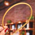 Detail shot of a yellow wavy plastic headband showing the 13.7cm height measurement - Yellow (Matte Simple)