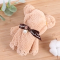 Khaki coral fleece bear towel gift with brown 'Just for you' ribbon and pearl - Coffee (30*30)