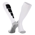 Weiße Anti-Rutsch Fußballsocken mit schwarzen geometrischen Mustern und Gripssohle - Erwachsene (38-44) / Weiß