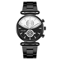Orologio al quarzo da uomo YOLAKO con quadrante bicolore nero e bianco e cinturino nero - Nero Lancette Argento Cinturino Nero