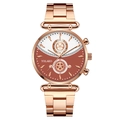 Women's rose gold quartz watch featuring a unique white and brown two-tone split dial - Coffee Rose Gold Band