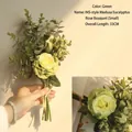 Green Morandi style artificial eucalyptus and rose bouquet for Nordic home decor, 33cm long - 2299-Small Eucalyptus Rose Bouquet-Green