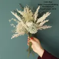 Bouquet artificiale Chamonix Bride da 38cm in toni blu-verde tenuto a mano - Bouquet di Astilbe Chamonix / 38cm / Blu