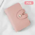 Portacarte rosa in ecopelle ad alta capacità con bottone a pressione e cuciture bianche - Rosa