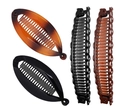 Set of 4 banana hair clips and side combs in tortoise shell, black, and brown colors - Set 7 (40g)