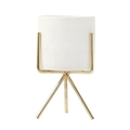 Modern white cylindrical planter with gold tripod metal stand for minimalist home decor - Gold-Medium