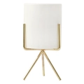 Nordic white ceramic flower pot with minimalist gold metal tripod plant stand - Gold - Large