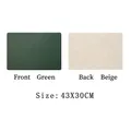Sottopiatto in pelle double-face verde scuro e beige con trama litchi 43x30cm - Verde + Bianco sporco (Tovaglietta 43*30cm)